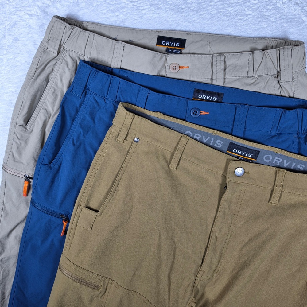 NEW 3 Pack Orvis Tech Pants Mens 36 L/30 Jackson Nylon Stretch Cordura Zip Cargo